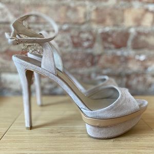 Brian Atwood Nude Platform Strap Sandal Heels Size 8.5 39